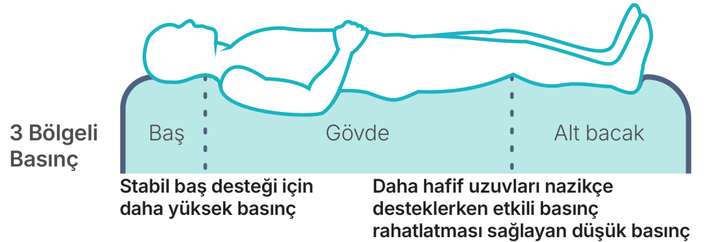Optima Auto havalı yatak hava pompası 3 ayrı bölgenin bağımsız kontrolü ile çalışır